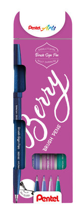Rotulador Punta De Pincel Estuche Berry 4 Colores | Pentel | Pack 1 Unidades